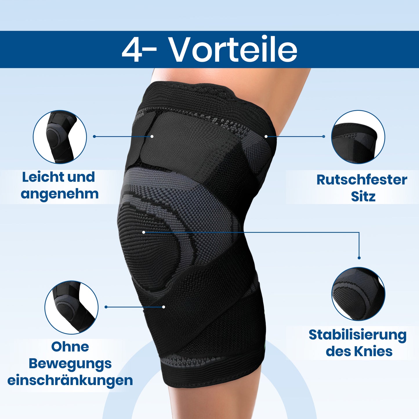 KneeGuard atmungsaktive Sportbandage mit Klettverschluss
