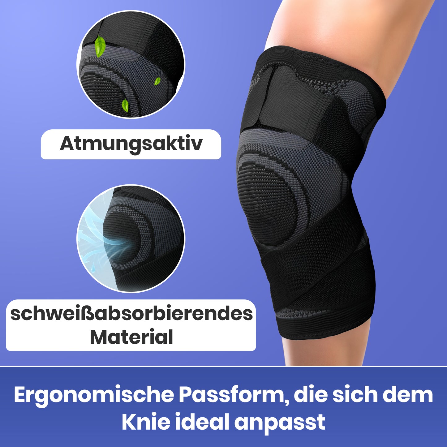 KneeGuard atmungsaktive Sportbandage mit Klettverschluss